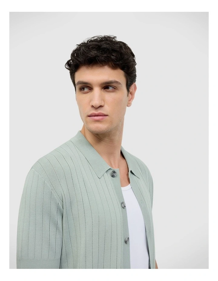 Stripe Knit Polo in Seafoam image 5