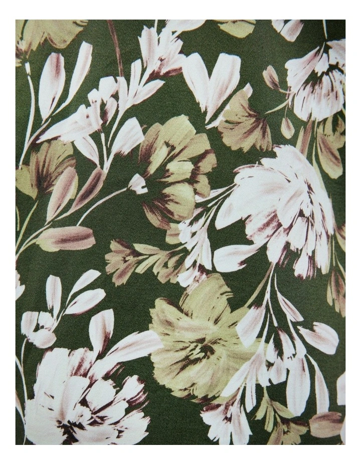 Painted Floral Short Sleeve Shirt in Khaki image 7