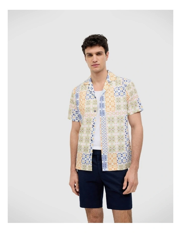 Tapestry Print Short Sleeve Shirt in Multi image 1