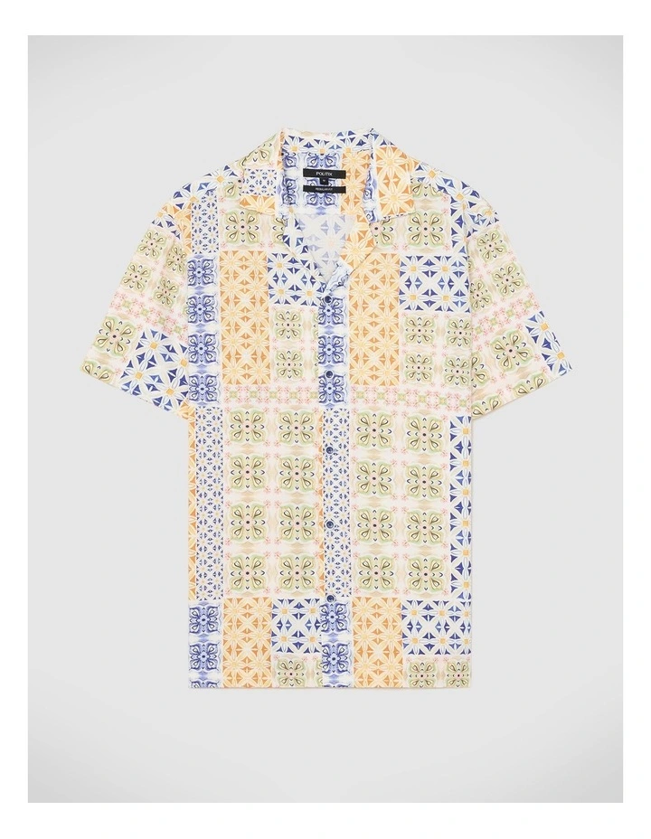 Tapestry Print Short Sleeve Shirt in Multi image 2