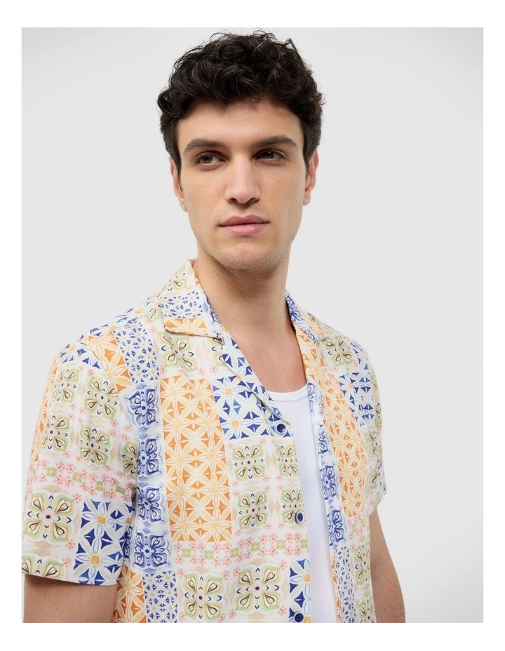 Tapestry Print Short Sleeve Shirt in Multi image 6