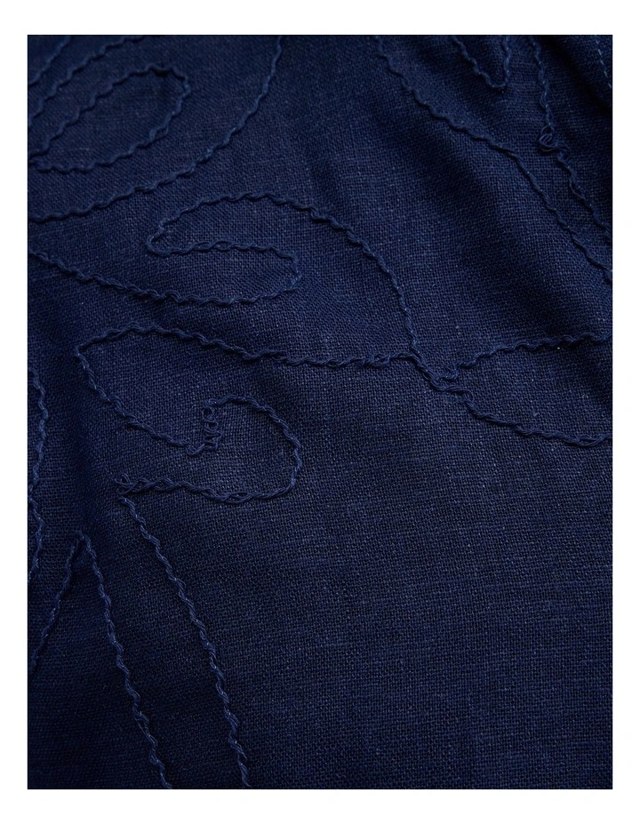 Embroidered Floral Short Sleeve Shirt in Navy image 7