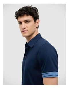 Stripe Travel Polo in Navy