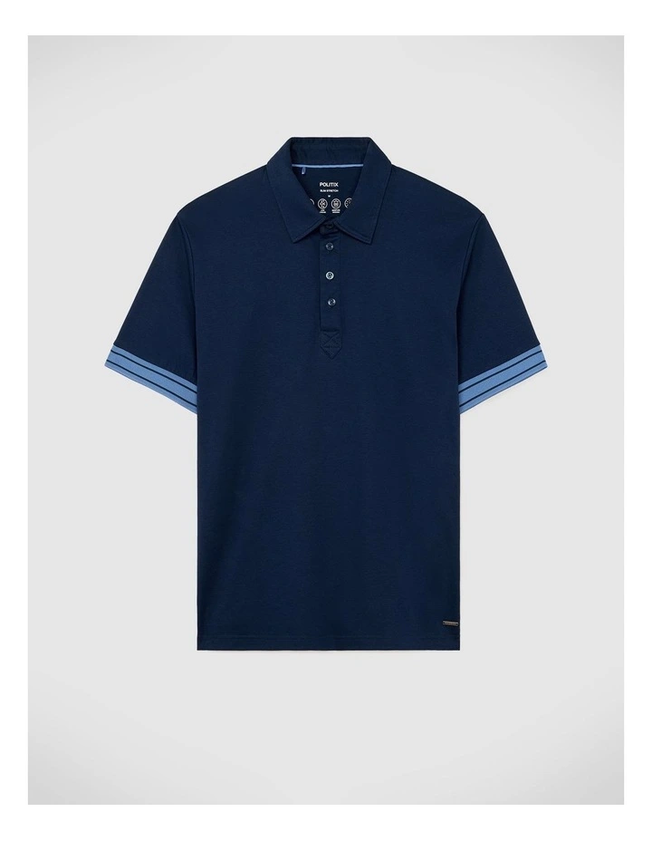 Stripe Travel Polo in Navy image 2