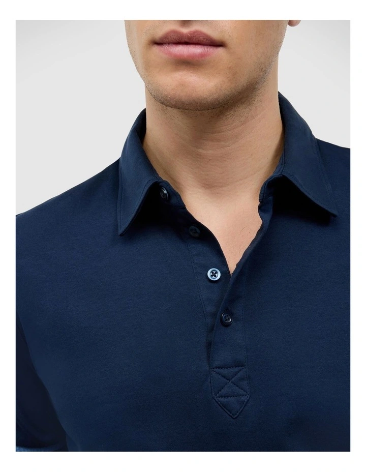 Stripe Travel Polo in Navy image 4