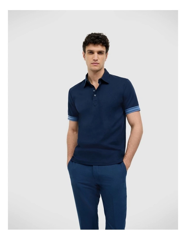 Stripe Travel Polo in Navy image 5