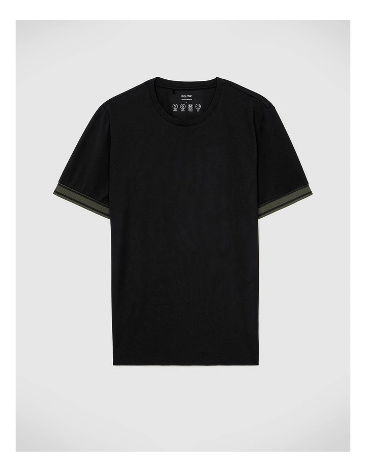 Curtis Travel Striped Pique Tee in Black image 2