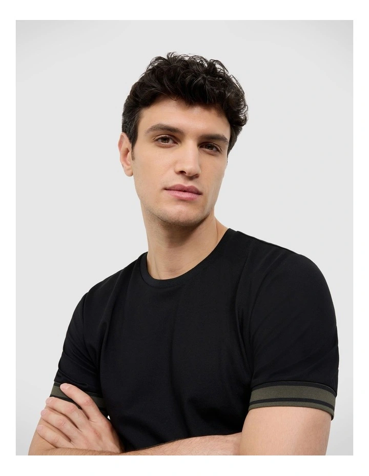 Curtis Travel Striped Pique Tee in Black image 4