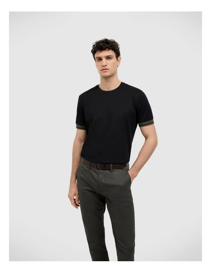 Curtis Travel Striped Pique Tee in Black image 5