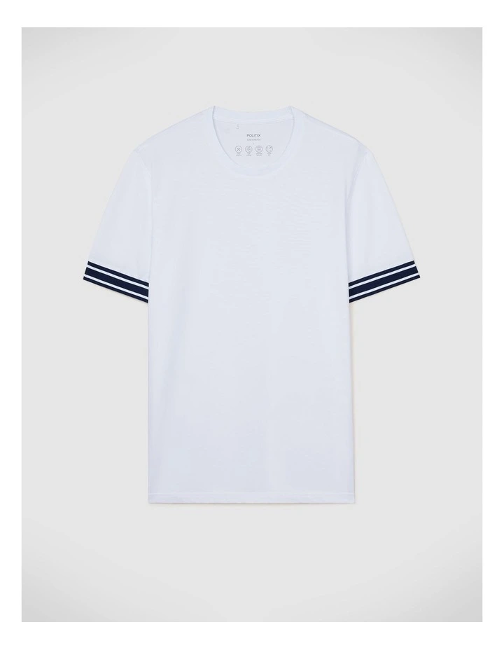 Curtis Travel Striped Pique Tee in White image 2