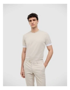 Curtis Travel Striped Pique Tee in Natural