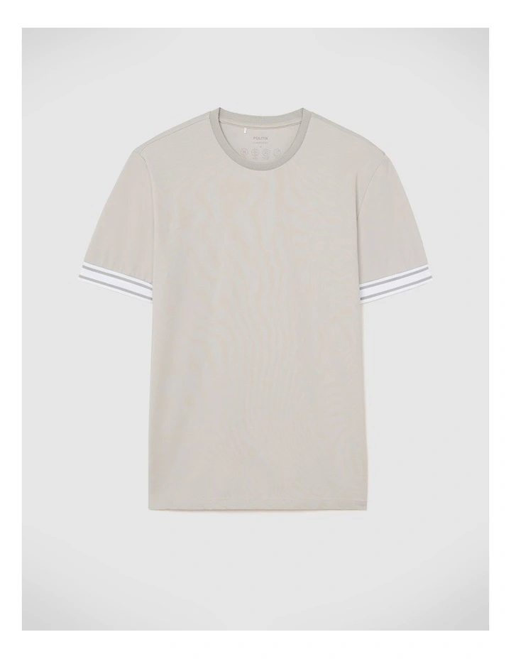 Curtis Travel Striped Pique Tee in Natural image 2