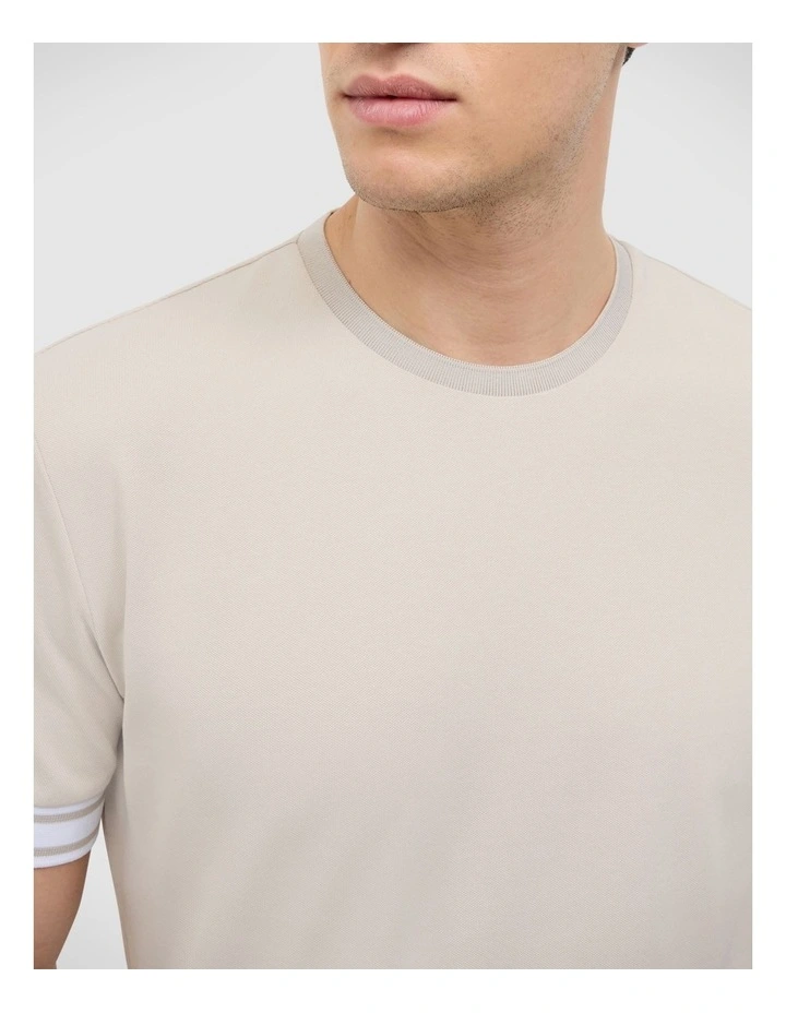 Curtis Travel Striped Pique Tee in Natural image 4