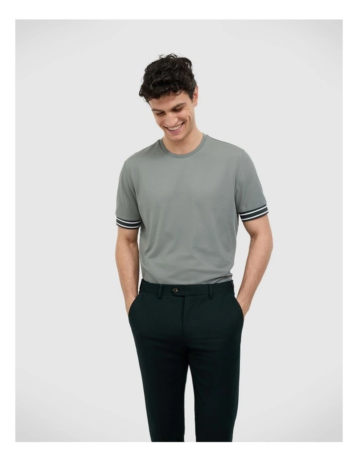 Curtis Travel Striped Pique Tee in Sage image 1