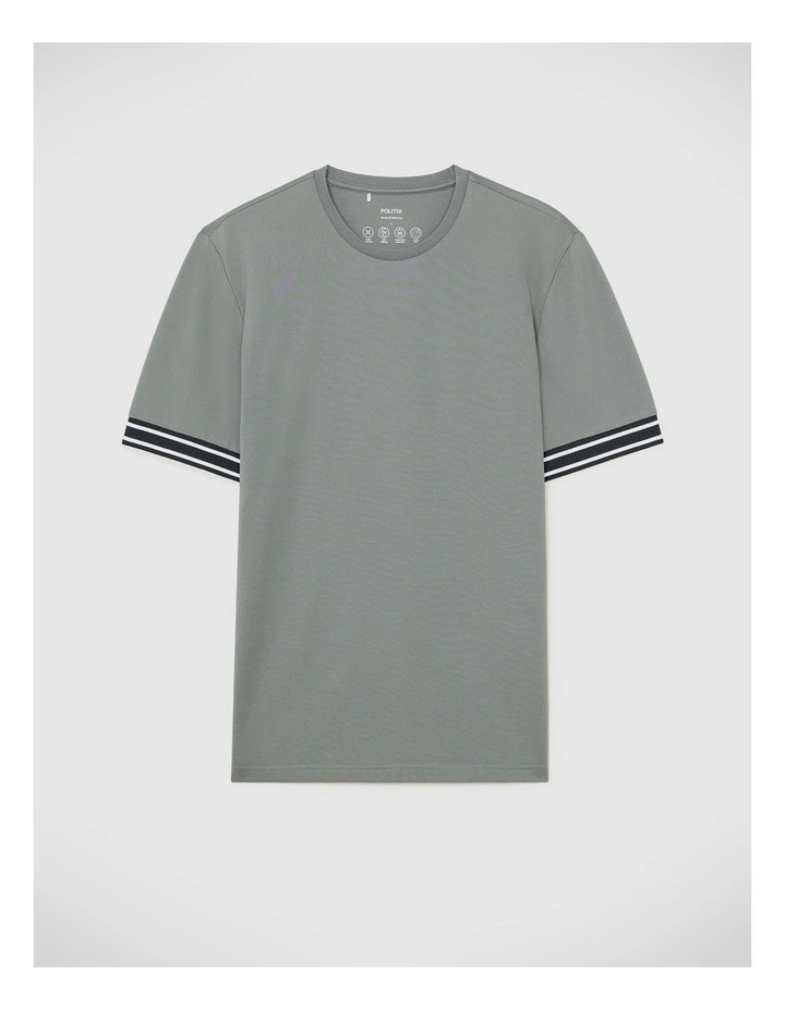 Curtis Travel Striped Pique Tee in Sage image 2