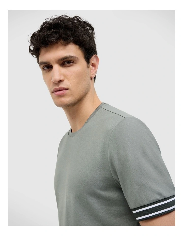 Curtis Travel Striped Pique Tee in Sage image 5