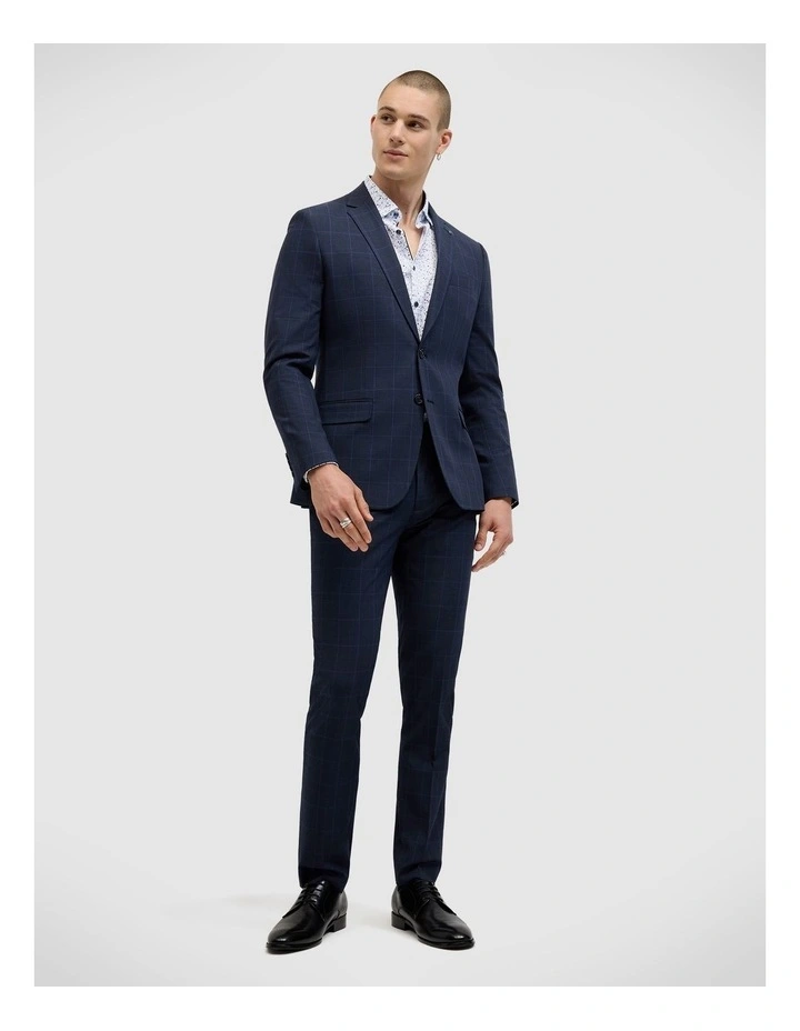 Connor Windowpane Tailored Jacket in Navy image 1