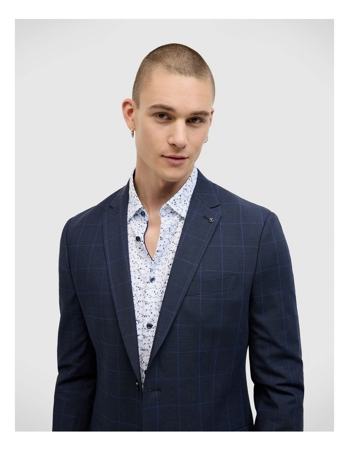 Connor Windowpane Tailored Jacket in Navy image 4