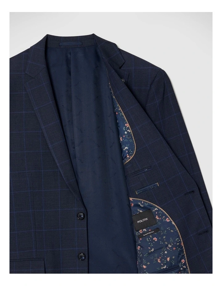 Connor Windowpane Tailored Jacket in Navy image 7