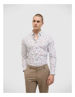 Thorpe Floral Print Long Sleeve Shirt in White