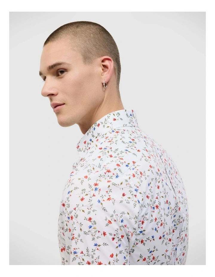 Thorpe Floral Print Long Sleeve Shirt in White image 5