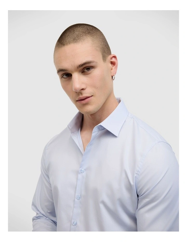 Eddie Long Sleeve Shirt in Mid Blue image 3