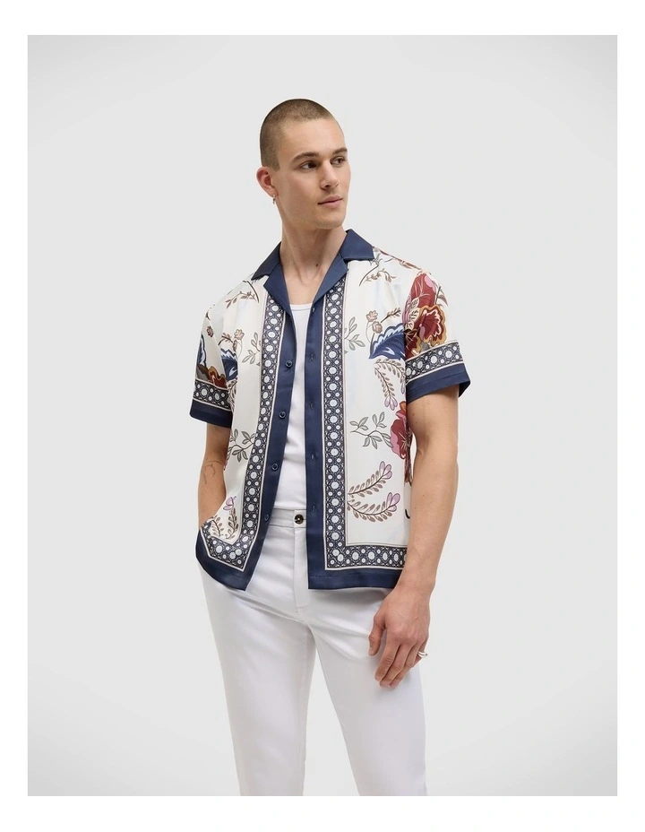Summers Floral Panel Print Shirt in Multi image 1