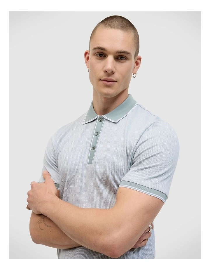Watson Jacquard Polo in Light Green image 5