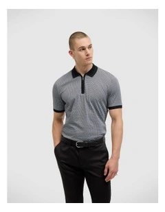 Saunders Geo Print Polo in Black