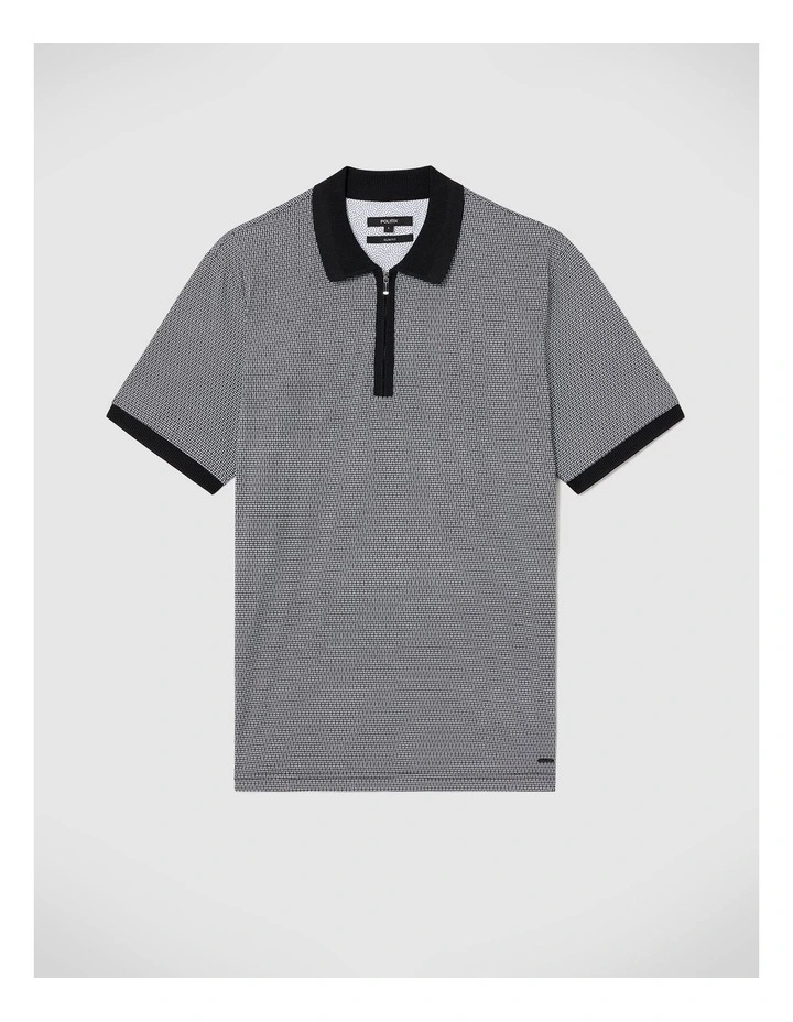 Saunders Geo Print Polo in Black image 2