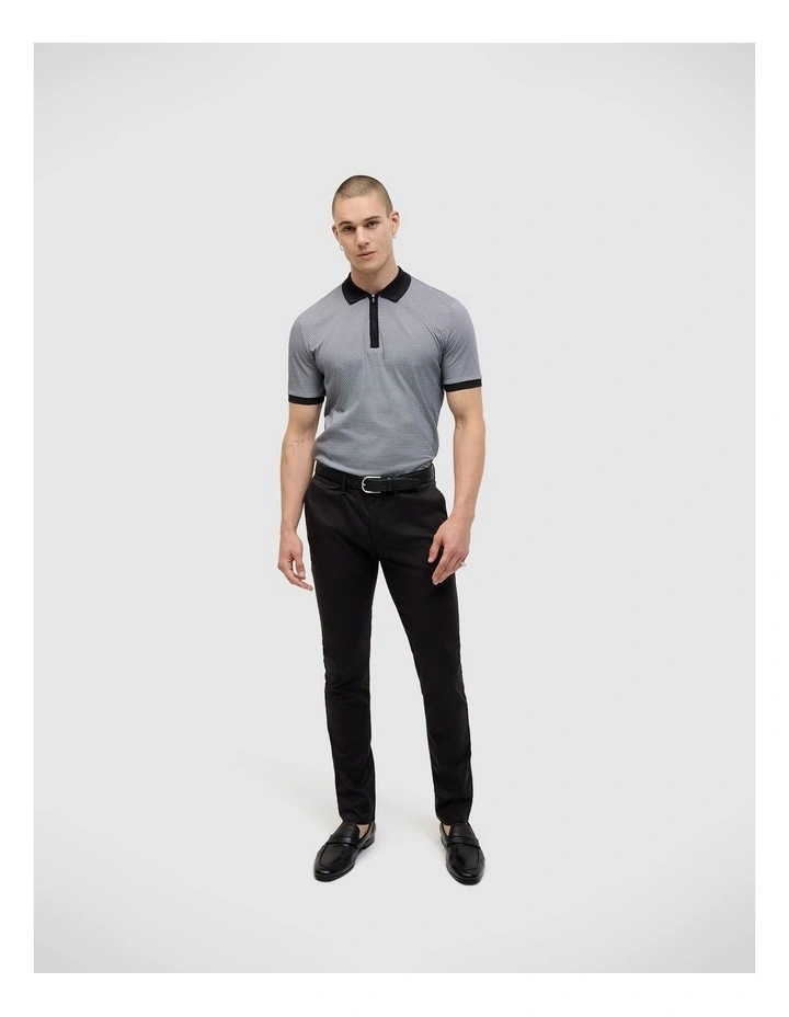 Saunders Geo Print Polo in Black image 3