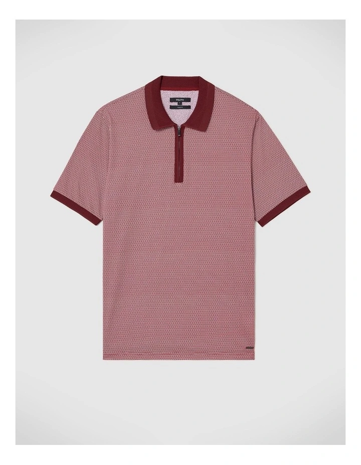 Saunders Geo Print Polo in Burgundy image 2