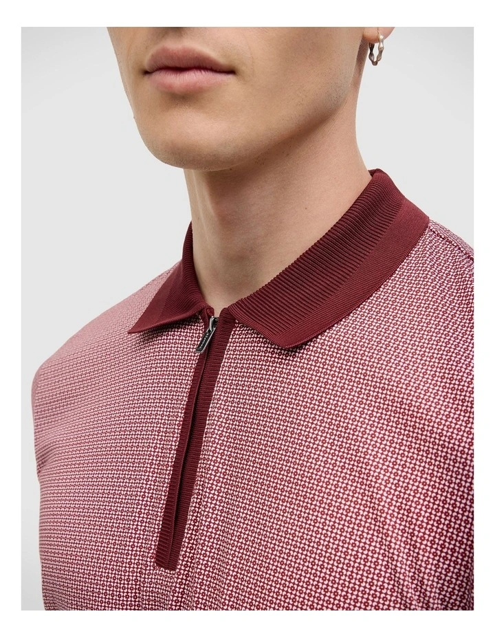Saunders Geo Print Polo in Burgundy image 4
