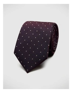 Martin Spot Silk Tie in Burgundy