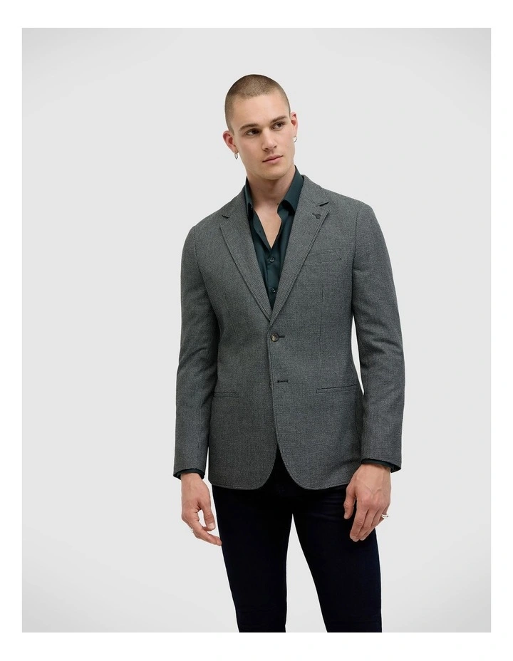 James Textured Two-toned Blazer in Dark Khaki image 1
