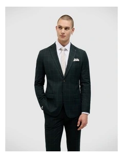 Baxter Windowpane Tailored Jacket in Dark Green