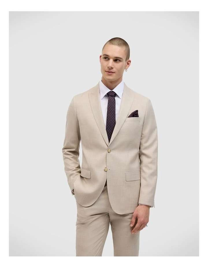 Wool Blend Regular Stretch Premium Tailored Jacket in Ecru image 1