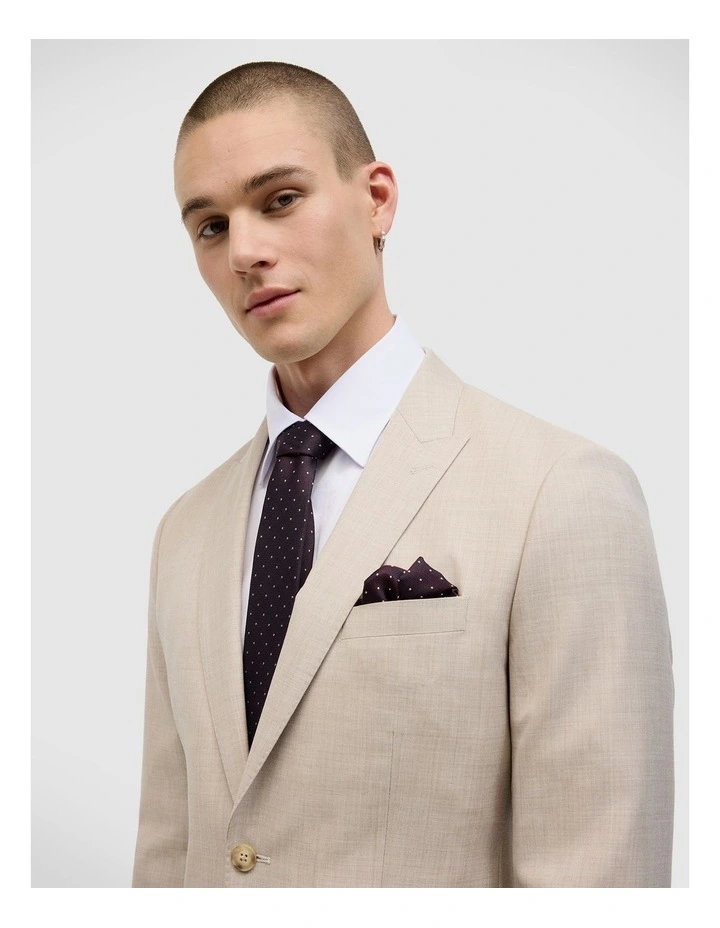Wool Blend Regular Stretch Premium Tailored Jacket in Ecru image 4