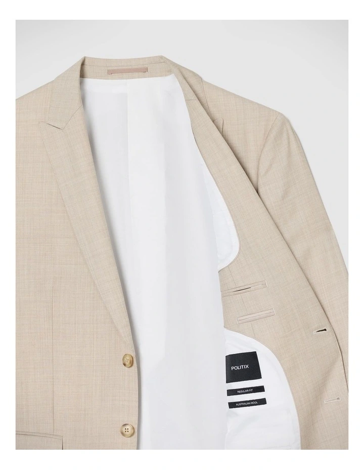 Wool Blend Regular Stretch Premium Tailored Jacket in Ecru image 7