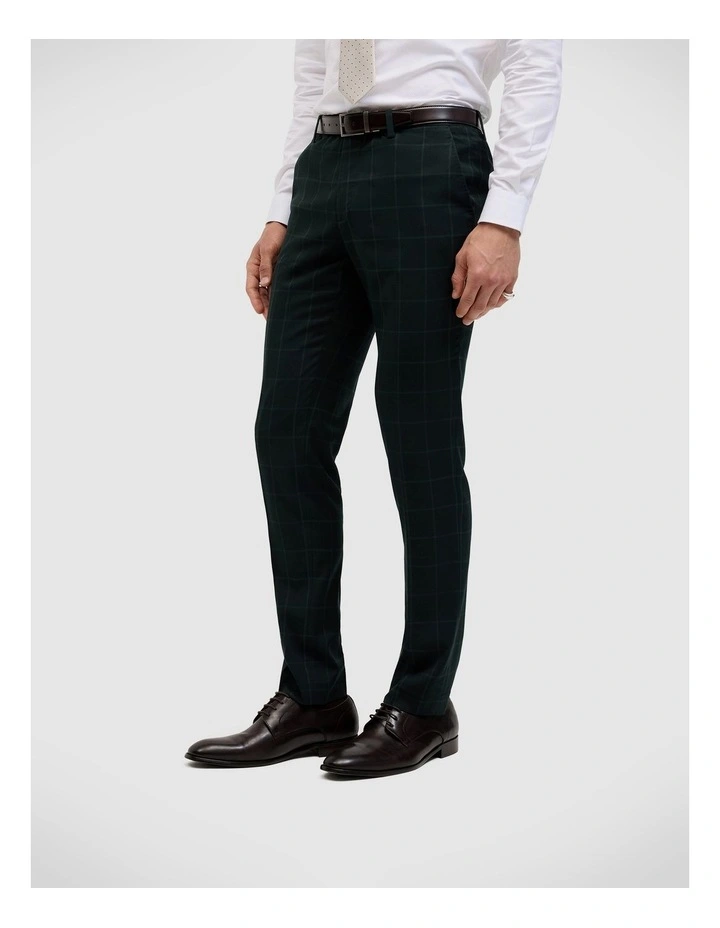 Baxter Windowpane Tailored Pant in Dark Green image 1