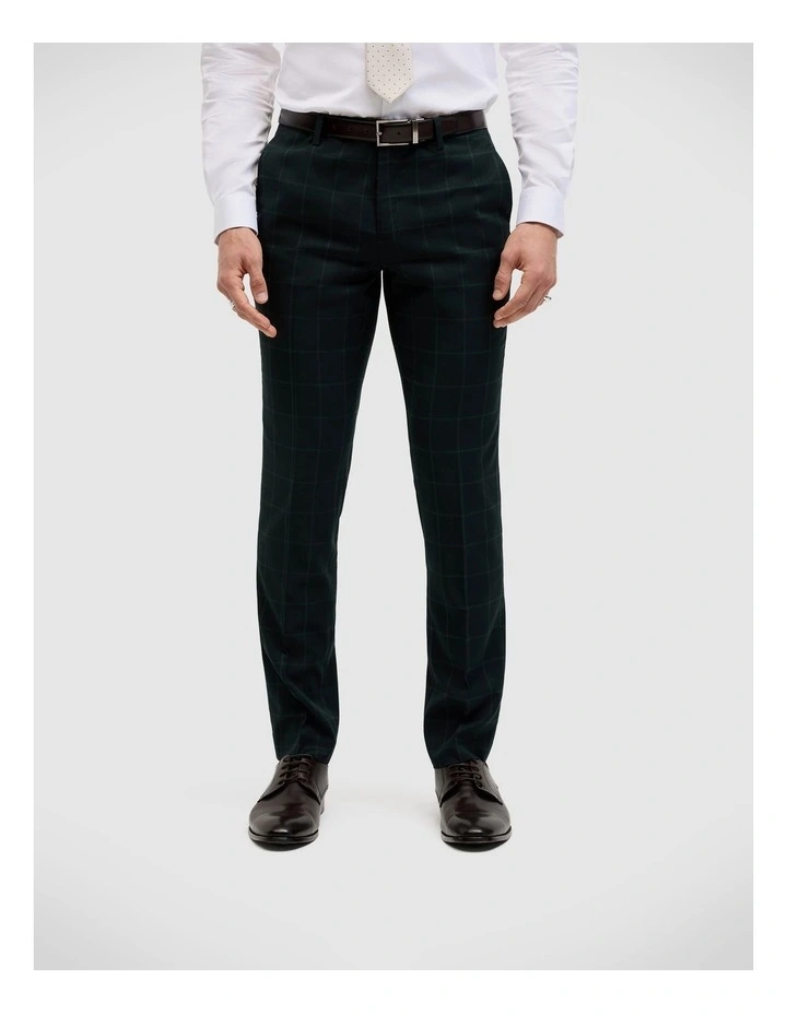 Baxter Windowpane Tailored Pant in Dark Green image 3