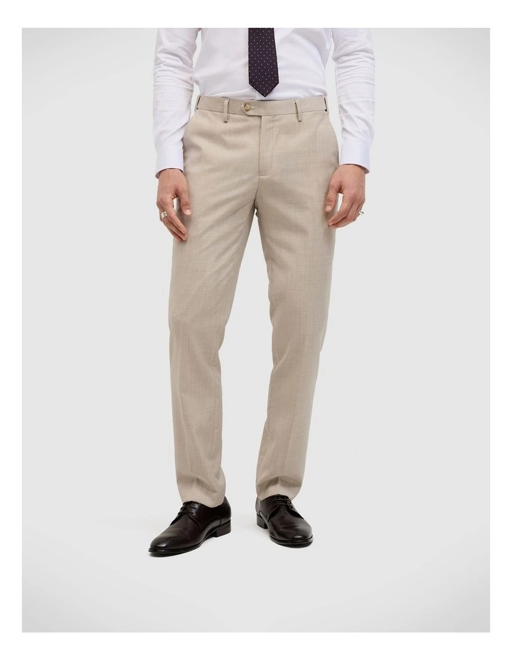 Wool Blend Regular Stretch Premium Tailored Pant in Ecru image 1
