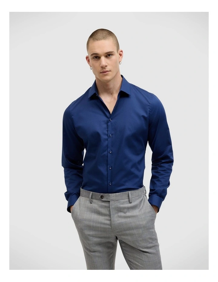 Eddie Long Sleeve Shirt in Rich Blue image 1