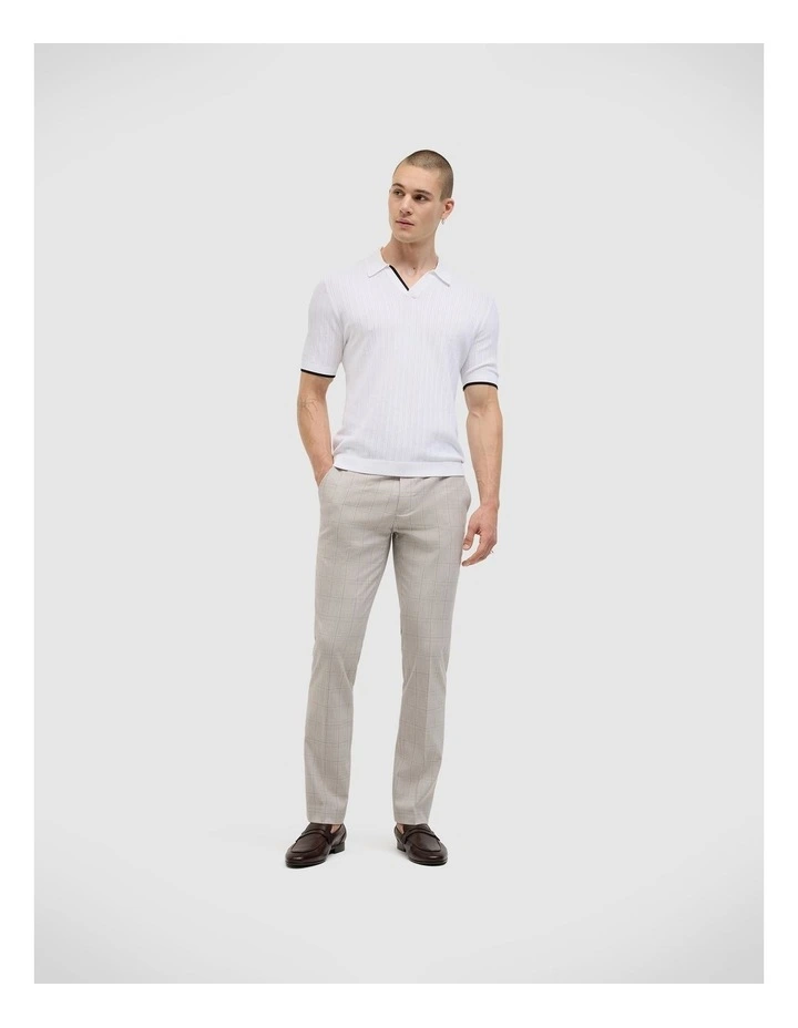 Anderson Stripe Texture Knit Polo in White image 3