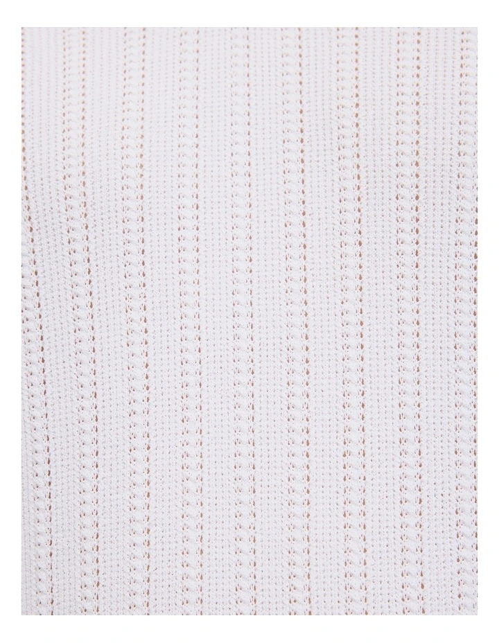 Anderson Stripe Texture Knit Polo in White image 7