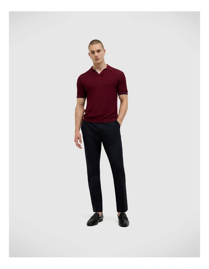 Anderson Stripe Texture Knit Polo in Burgundy image 3