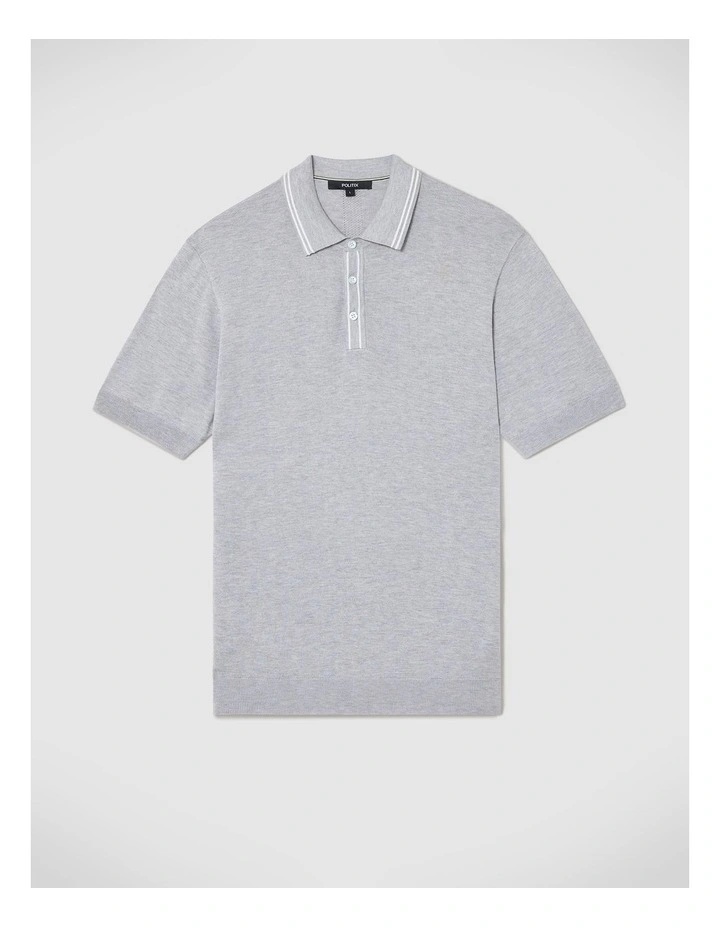 Keagan Stripe Detail Polo in Light Grey image 2