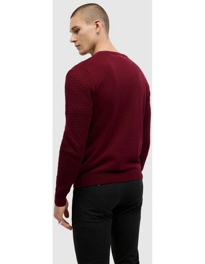 Elvin Geo Textured Crew Knit in Burgundy image 4