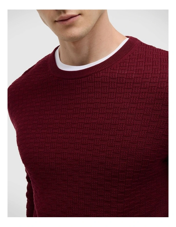 Elvin Geo Textured Crew Knit in Burgundy image 5