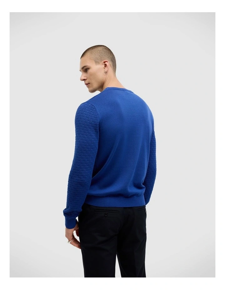 Elvin Geo Textured Crew Knit in Cobalt Blue image 5